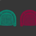 Modern Teal Velvet Single Sofa With Curved Arms And Red Accent Design