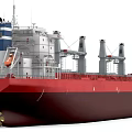 Large Cargo Ship With Red Hull And Propeller 3d model