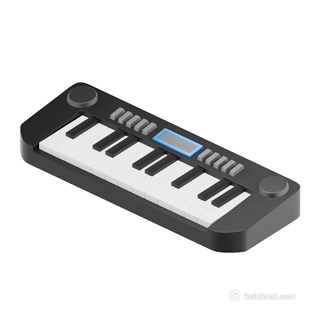 Electronic Keyboard Musical Instrument with Black White Keys LCD Display and Control Buttons 3d model 