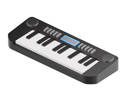 Electronic Keyboard Musical Instrument with Black White Keys LCD Display and Control Buttons 3d model
