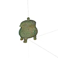 Ancient Chinese Bronze Vessel With Ornate Patterns Lid And Three Legs