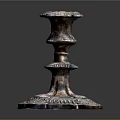 Antique Copper Candle Holder Featuring Carved Details And Multi Tiered Design