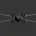 Sci Fi Fighter Spaceship Model With Multiple Engines Gray Body And Red Yellow Details