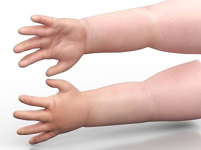 Baby Arms And Hands With Open Palms Stretched Out On White Background 3d model
