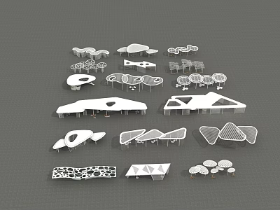 Various Pergola Designs With Modern Shapes And Outdoor Architectural Styles 3d model