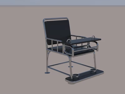 Medical Nursing Chair With Metal Frame Black Seat And Armrest Tray 3d model