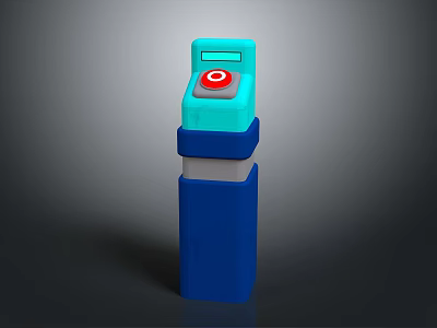 Blue And Cyan Equipment Device With Red Target Symbol On Top And Multi Layered Structure 3d model