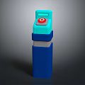 Blue And Cyan Equipment Device With Red Target Symbol On Top And Multi Layered Structure