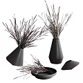 Stylish Black Vases With Dried Plants For Modern Home Decoration