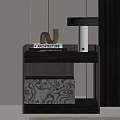 Modern Wooden Nightstand With Architecture Book Table Lamp Decorative Ornament And Storage Box