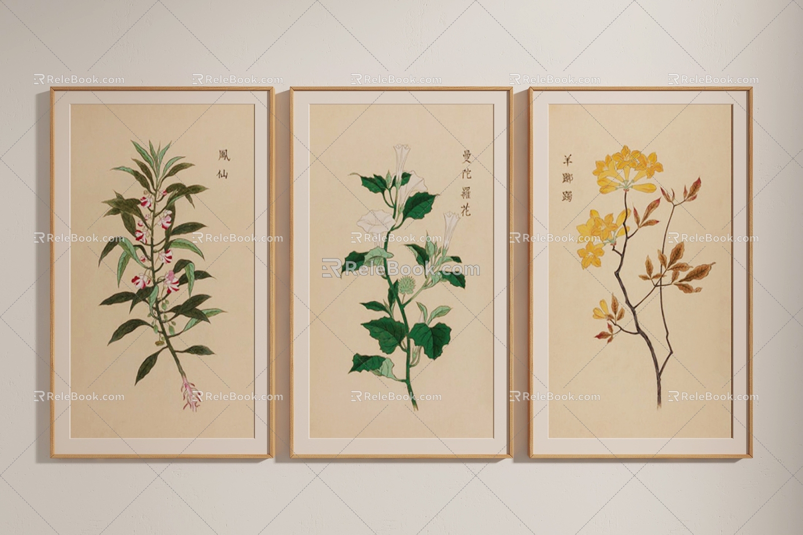 New Chinese Plant Decorative Painting 3d model