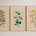 New Chinese Plant Decorative Painting 3d model