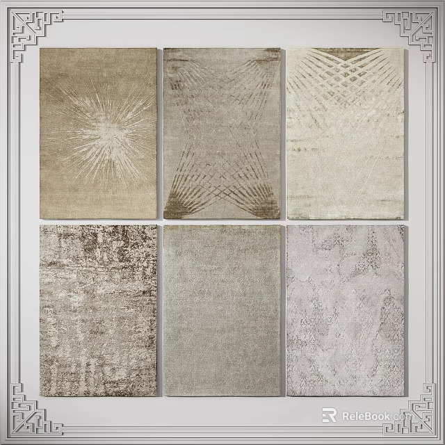 Various Square Rugs Showcasing Diverse Textures And Neutral Color Patterns 3d model
