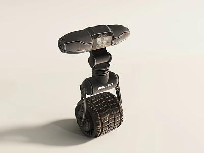 Modern distressed industrial robot unicycle robot 3d model