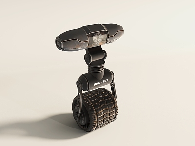 Modern distressed industrial robot unicycle robot 3d model