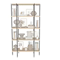 Modern Bookcase With Multiple Shelves Holding Books And Decorative Items 3d model
