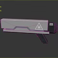 Futuristic Sci Fi Weapon With Silver Metallic Body Green Accent Line And Triangular Emblem 3d model