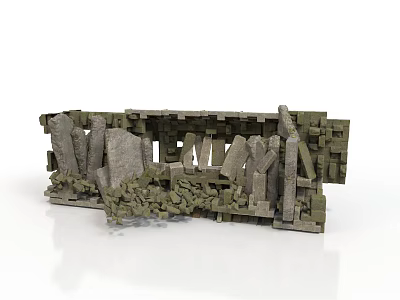 Modern Interior Design With Stacked Stone Brick Decorative Structure 3d model