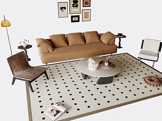 French Multiplayer Sofa Combination 3d model