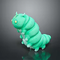 Cute Green Caterpillar Plush Toy with Yellow Eyes and Soft White Body