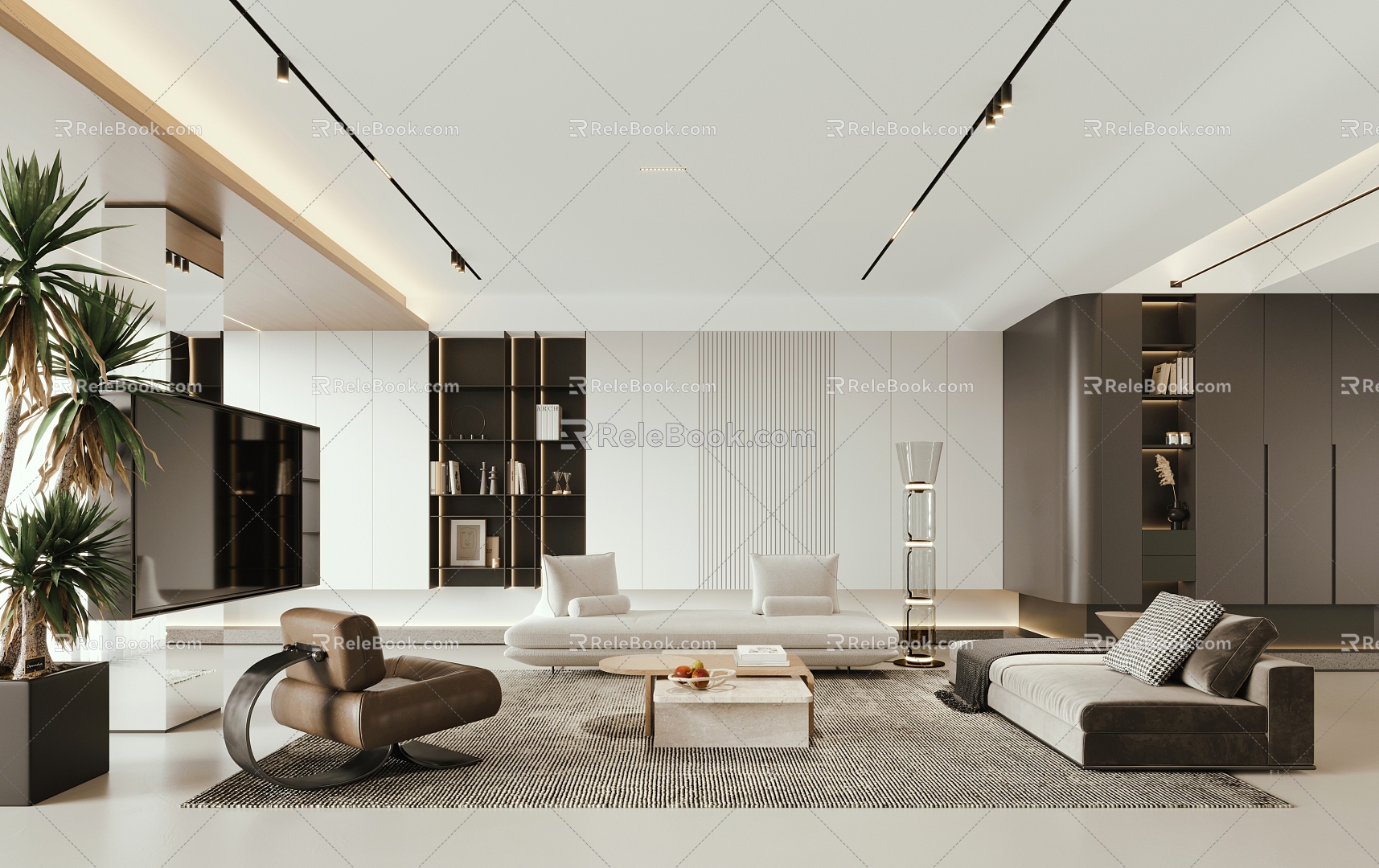 Modern Minimalist Living Room 3d model