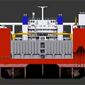 Large Deck Cargo Ship With Red Superstructures And Open Deck 3d model