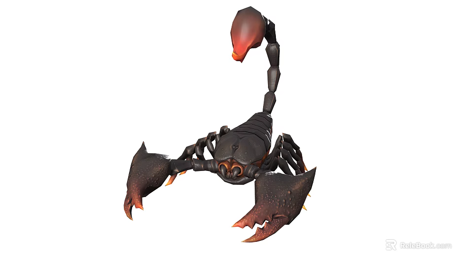 Black Scorpion With Large Pincers And Red Stinger 3D Rendering 3d model