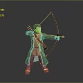Medieval Archer Character With Falcon Perched On Arm Holding Bow And Arrow