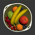 Fresh Colorful Fruits Including Bananas Apple Orange Strawberries And Blueberries On White Plate