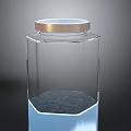 Transparent Glass Jar With Golden Lid And Hexagonal Design For Home Use
