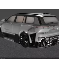 White Modified SUV With Black Rims Orange Seats Black Roof And Front Grille Design