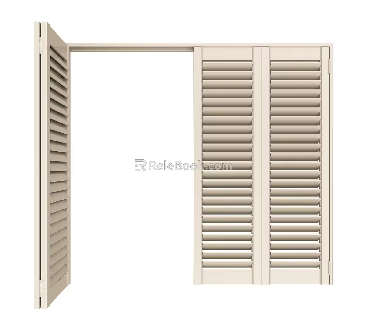Retro solid wood folding blinds 3 sides L frame 4 3d model