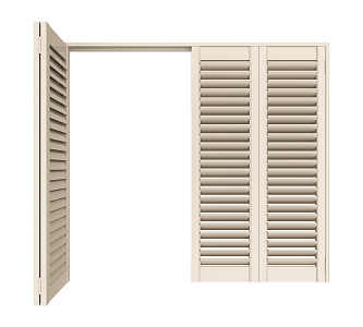 Retro solid wood folding blinds 3 sides L frame 4 3d model