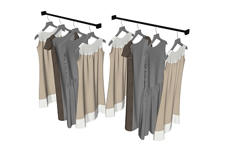 Modern Clothes Clothing Clothes Hanger Skirt dress Women's Clothing 3d model