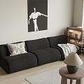 Middle-style three-seat sofa 3d model