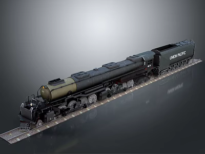 Vintage Black Steam Train Model on Track with Detailed Body and Wheels 3d model