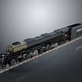 Vintage Black Steam Train Model on Track with Detailed Body and Wheels