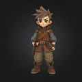 Cartoon Adventure Character With Brown Hair Vest Khaki Pants Brown Boots