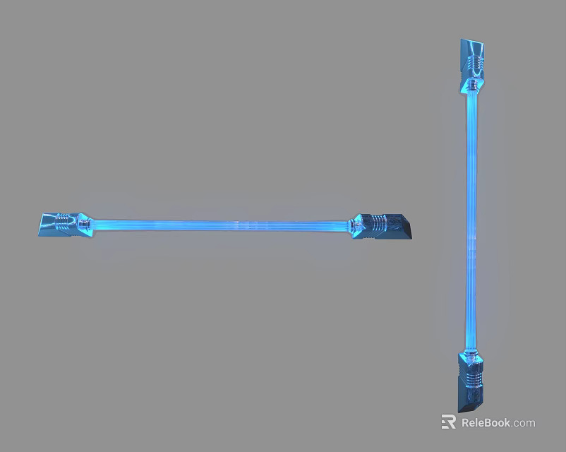 Futuristic Glowing Blue Elongated Tool With Detailed Ends And Shiny Surface 3d model 