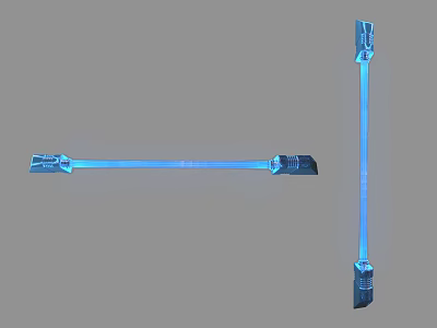 Futuristic Glowing Blue Elongated Tool With Detailed Ends And Shiny Surface 3d model