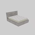 Grey Upholstered Double Bed with Comfortable Mattress and Modern Frame