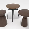 Modern Round Dining Tables with Wooden Tops Black Legs and Cylindrical Bases