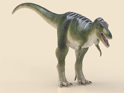Green And White Striped Dinosaur 3D Model In Standing Pose 3d model