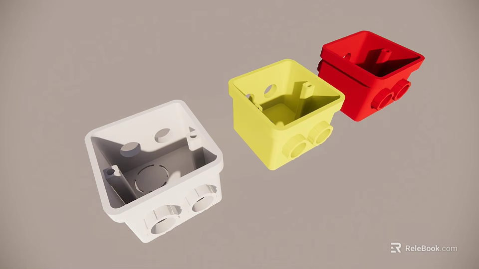 Colorful Plastic Storage Containers With Square Shape And Holes Design For Organizing 3d model 