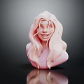 3D Female Character Bust with Long Blond Hair and Pink Outfit in Dark Setting
