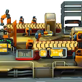 Modern Conveyor Isometric Mechanical Robot Assembling Conveyor 3d model