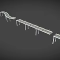 Modern Concrete Highway Bridge With Curved Deck Support Piers And Guardrails