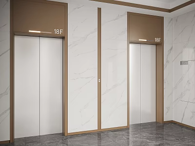 Two Modern Elevators With Marble Walls Floor Indicators 18F 16F Interior 3d model