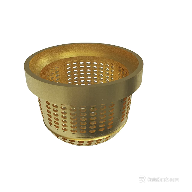 Golden Perforated Mesh Container With Decorative Design For Home Kitchen Use 3d model 