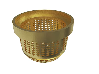 Golden Perforated Mesh Container With Decorative Design For Home Kitchen Use 3d model